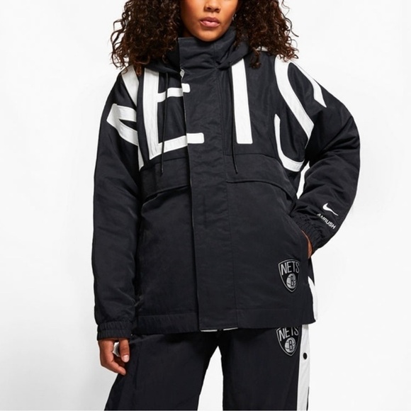 NWT Nike x Ambush NBA Collection Women's Brooklyn Nets Jacket Hooded Black Large - Picture 1 of 16